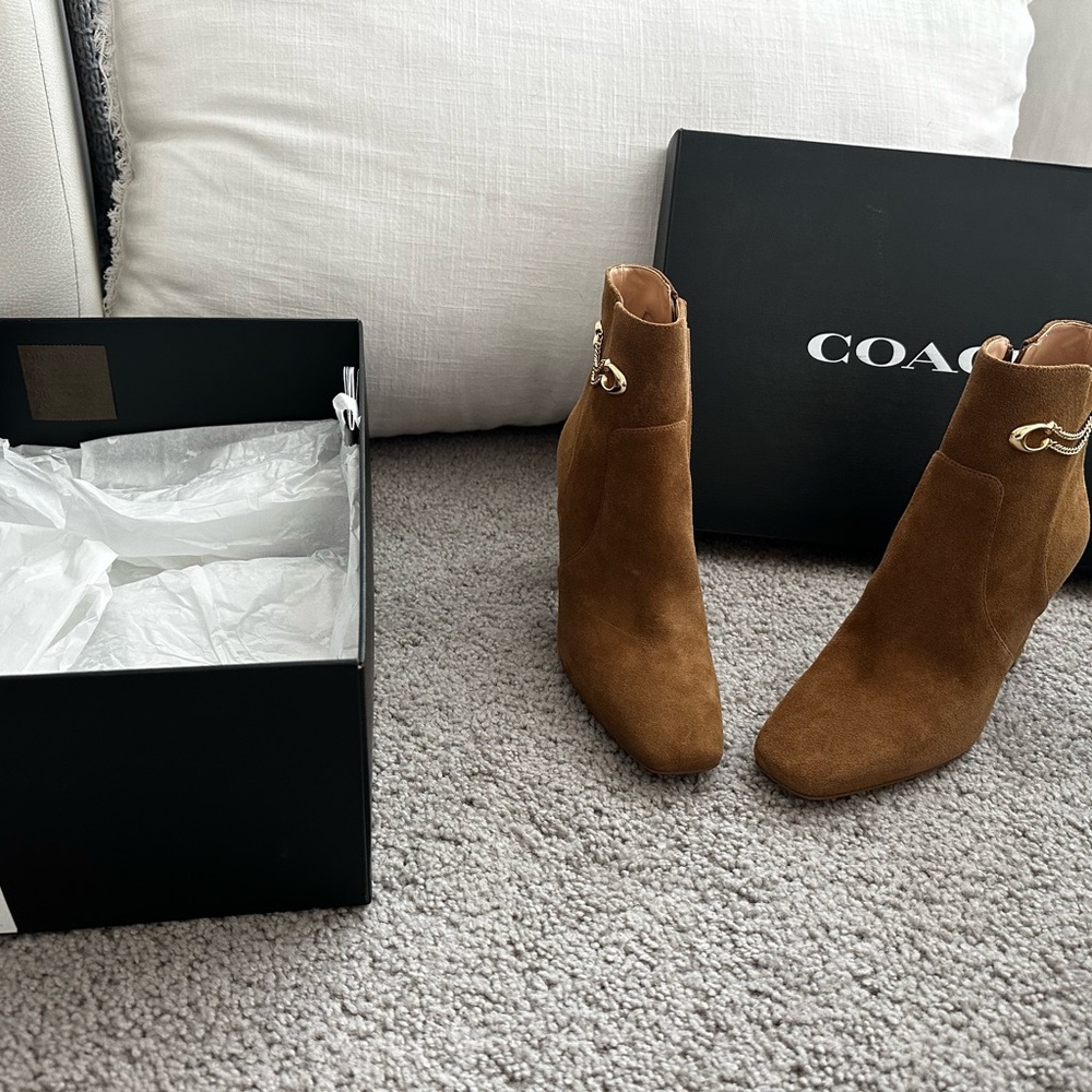 Coach Women's Brown Suede Ankle Boots - Picture 2 of 2